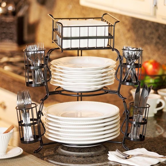 Other - DEAL !! Stackable Buffet Caddy 7pc set Black/Metal